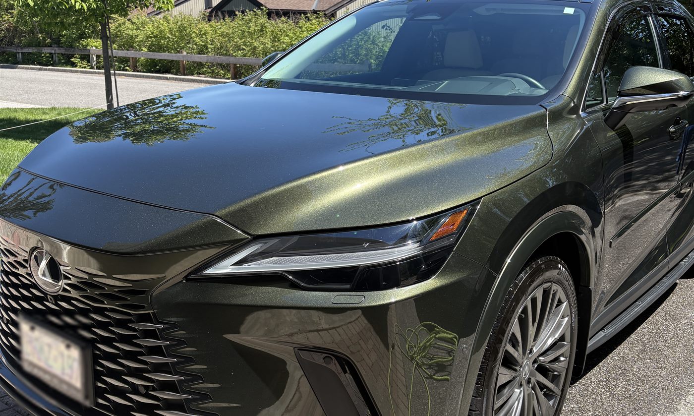 Ceramic coated green Lexus RX with deep gloss paint, detailed in Ottawa